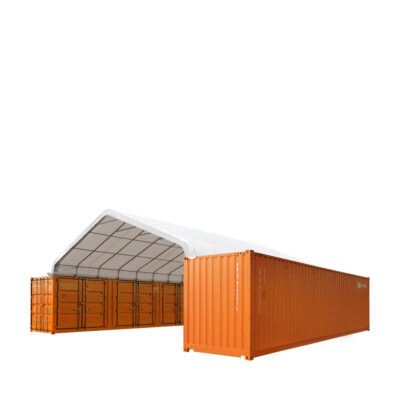 30' x 40' Peaked Roof Container Shelter, 11 oz PE Tarpaulin