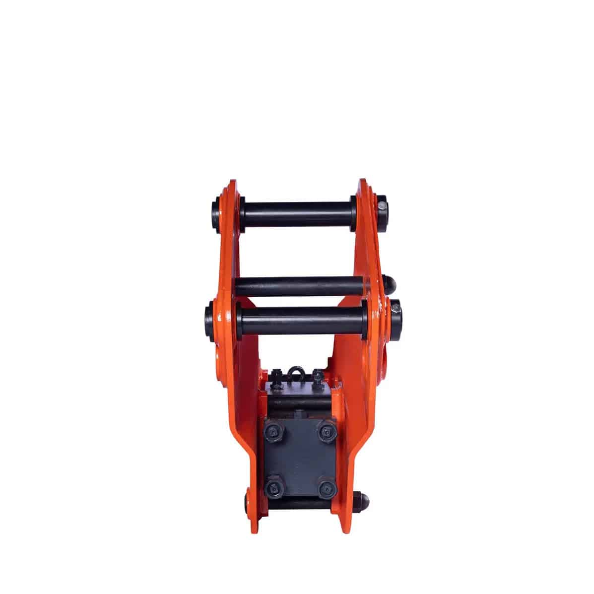 3e8972a7-2669-58f5-8c4b-12acf0b331f9jpg - ExcavatorPin Orange metal manual roller tool with two black rollers between side frames for guiding metal pieces.
