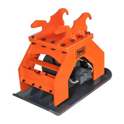 65cf99f7-16e5-58da-a8a7-01858bc9964djpg - ExcavatorPin Orange hydraulic grapple attachment with twin claw-like jaws on a base, used for lifting and handling heavy materials (TMG).